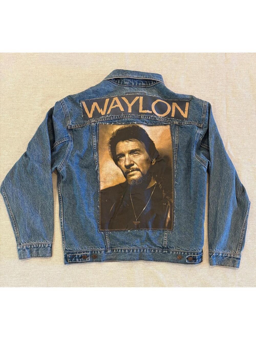 Custom Waylon Jennings Levi Strauss Denim Jacket Mens Large Outlaw Country Rock